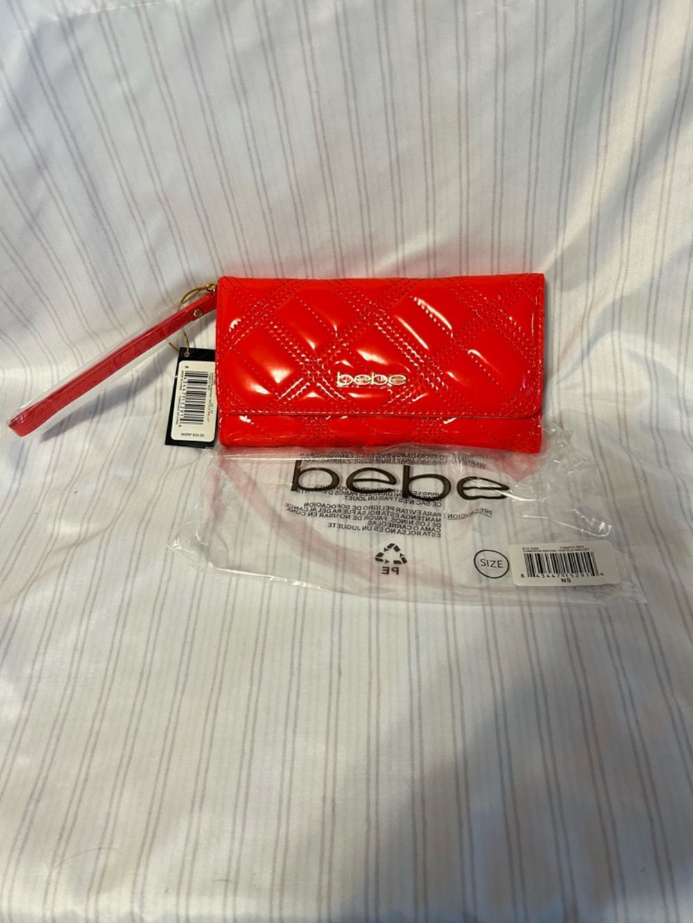 Bebe Quilted Patent Wristlet Wallet - Red New with Tags